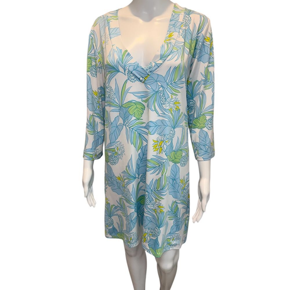 Stella Parker Pineapple Tropical Print Resort Cover Up Dress Size M